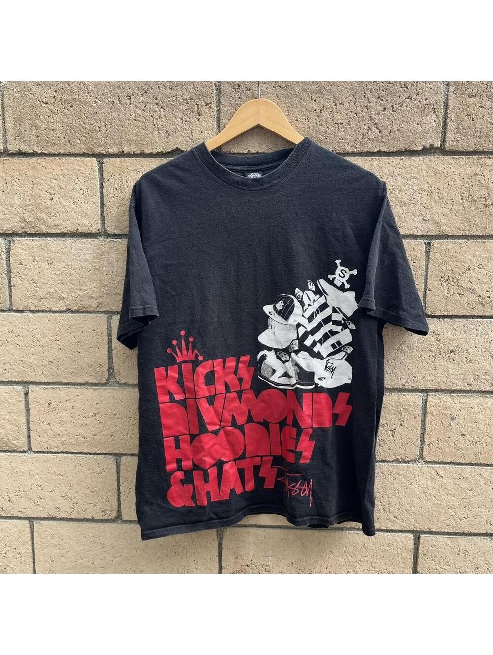 Vintage 90s stussy kicks diamonds y2k graphic tee | size L